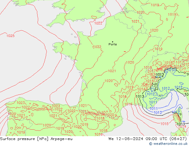 Surface pressure Arpege-eu We 12.06.2024 09 UTC