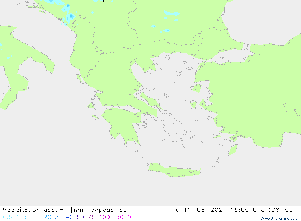 Precipitation accum. Arpege-eu вт 11.06.2024 15 UTC