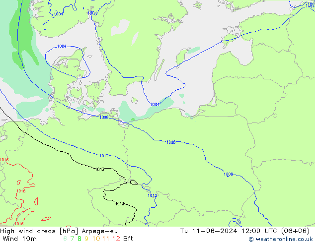 High wind areas Arpege-eu mar 11.06.2024 12 UTC