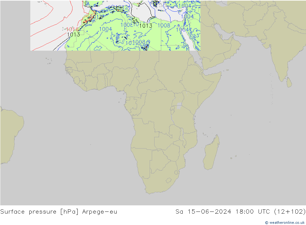 Luchtdruk (Grond) Arpege-eu za 15.06.2024 18 UTC