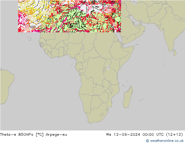 Theta-e 850hPa Arpege-eu Çar 12.06.2024 00 UTC