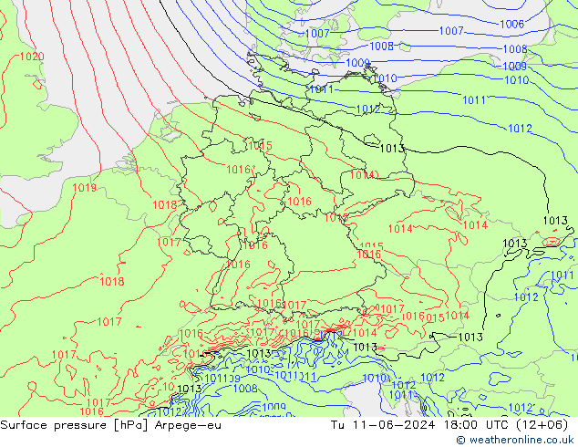Luchtdruk (Grond) Arpege-eu di 11.06.2024 18 UTC