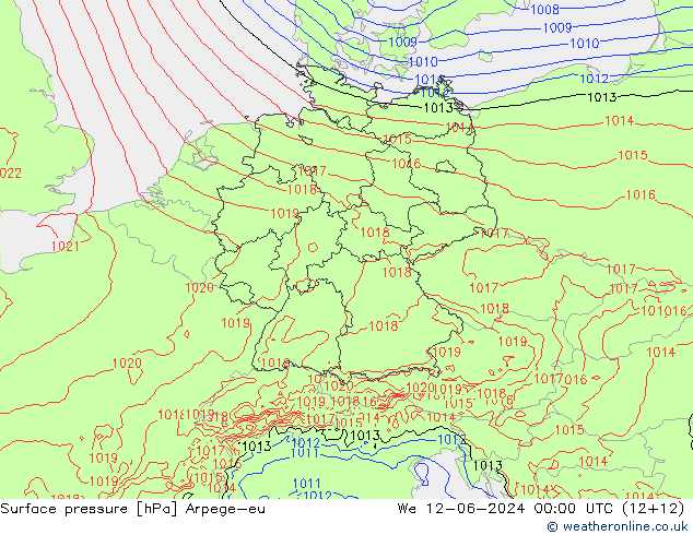 Luchtdruk (Grond) Arpege-eu wo 12.06.2024 00 UTC