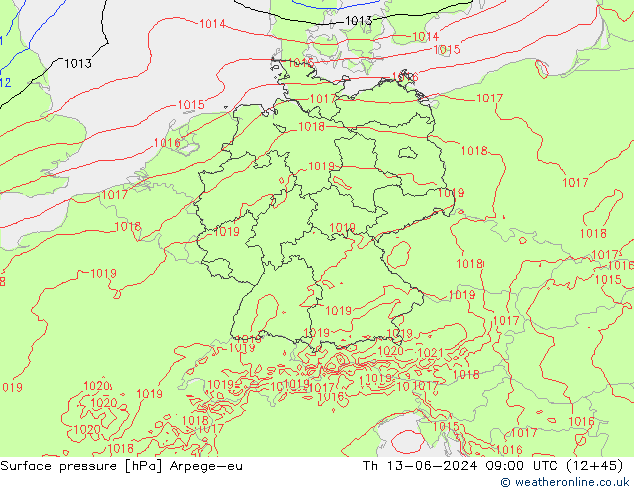 Luchtdruk (Grond) Arpege-eu do 13.06.2024 09 UTC