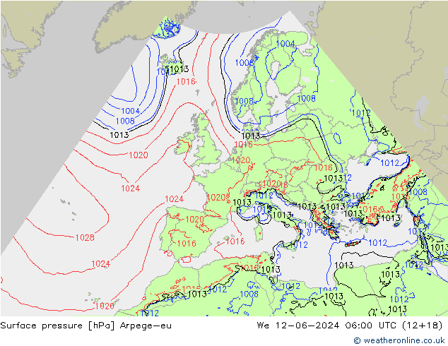 Surface pressure Arpege-eu We 12.06.2024 06 UTC