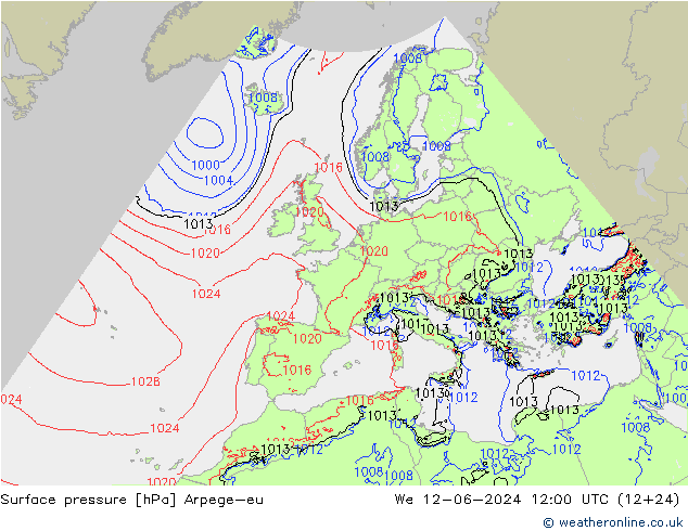 Luchtdruk (Grond) Arpege-eu wo 12.06.2024 12 UTC