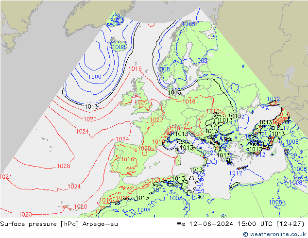 Atmosférický tlak Arpege-eu St 12.06.2024 15 UTC
