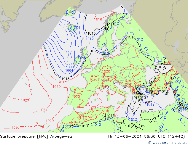 ciśnienie Arpege-eu czw. 13.06.2024 06 UTC
