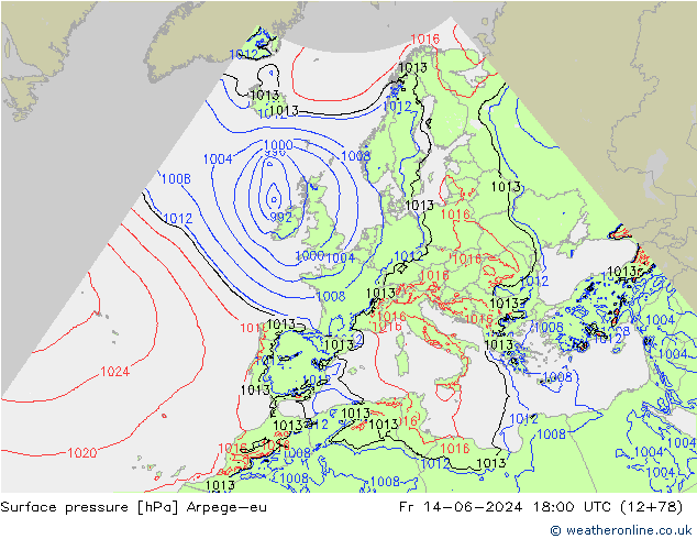 pression de l'air Arpege-eu ven 14.06.2024 18 UTC