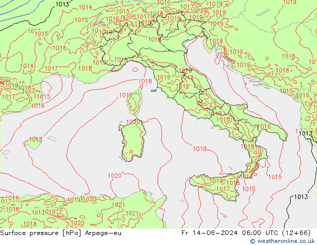 Yer basıncı Arpege-eu Cu 14.06.2024 06 UTC