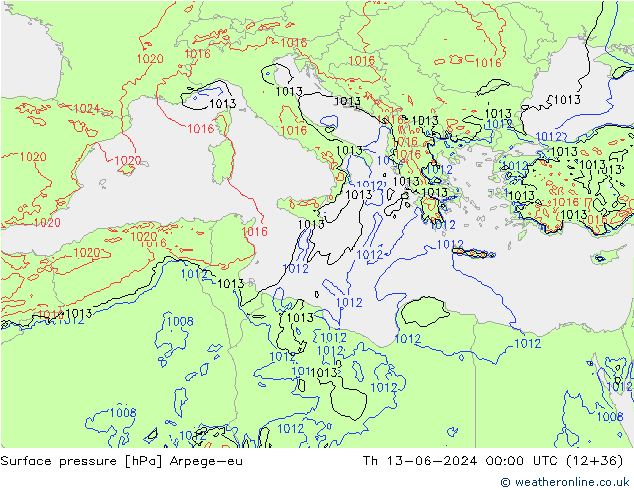 Luchtdruk (Grond) Arpege-eu do 13.06.2024 00 UTC