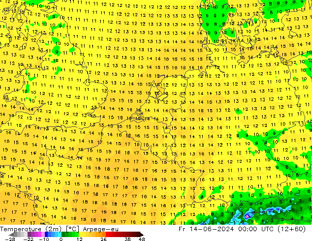 Temperature (2m) Arpege-eu Fr 14.06.2024 00 UTC
