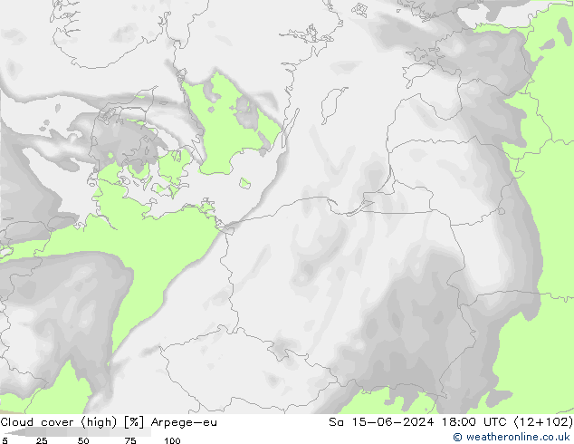 Nuages (élevé) Arpege-eu sam 15.06.2024 18 UTC