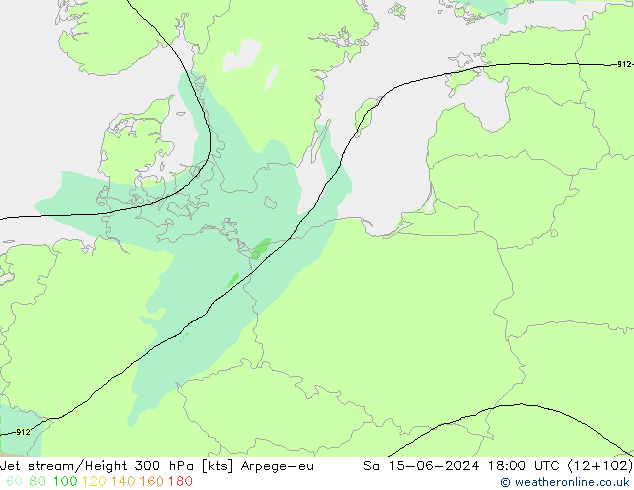 Jet stream/Height 300 hPa Arpege-eu Sa 15.06.2024 18 UTC