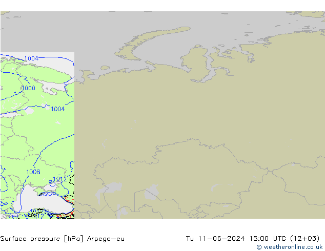 Pressione al suolo Arpege-eu mar 11.06.2024 15 UTC
