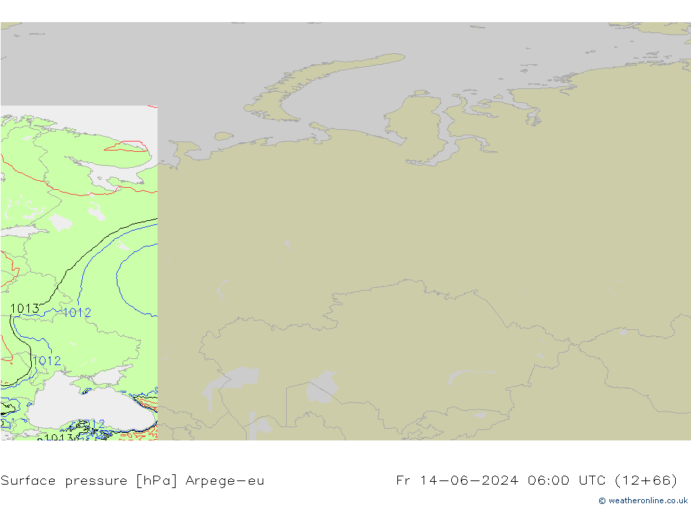 Luchtdruk (Grond) Arpege-eu vr 14.06.2024 06 UTC
