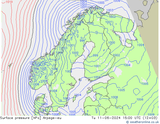 Bodendruck Arpege-eu Di 11.06.2024 15 UTC