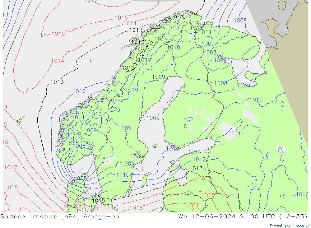 pression de l'air Arpege-eu mer 12.06.2024 21 UTC