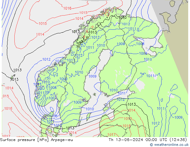 pressão do solo Arpege-eu Qui 13.06.2024 00 UTC