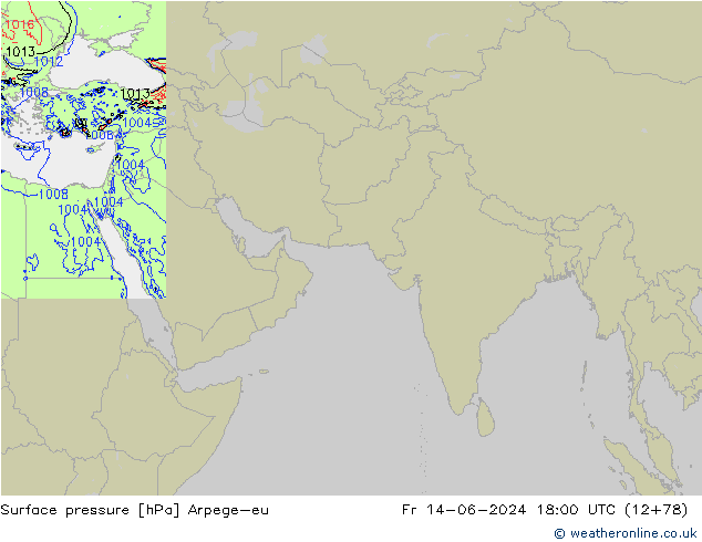 Surface pressure Arpege-eu Fr 14.06.2024 18 UTC