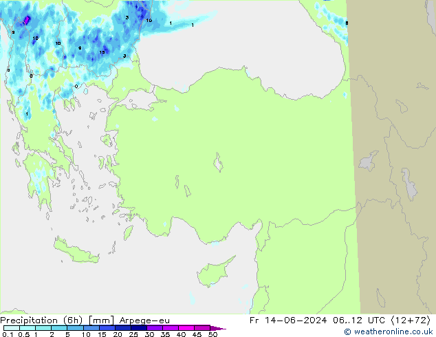 Precipitation (6h) Arpege-eu Fr 14.06.2024 12 UTC