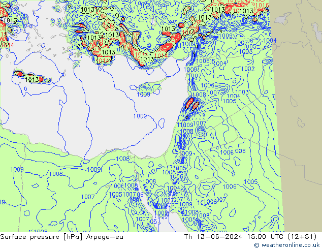 Luchtdruk (Grond) Arpege-eu do 13.06.2024 15 UTC