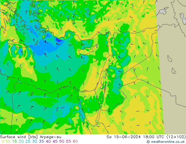 Surface wind Arpege-eu Sa 15.06.2024 18 UTC