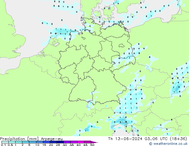 Yağış Arpege-eu Per 13.06.2024 06 UTC