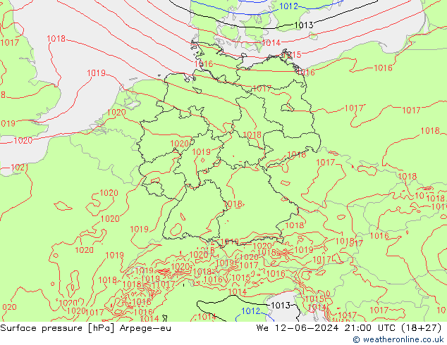 Luchtdruk (Grond) Arpege-eu wo 12.06.2024 21 UTC