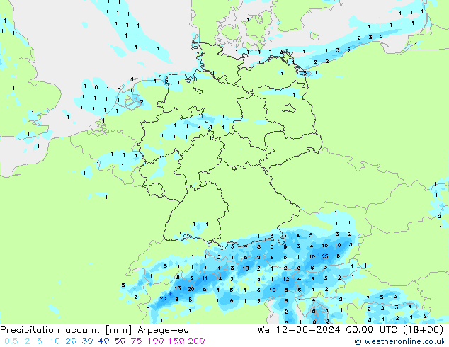 Toplam Yağış Arpege-eu Çar 12.06.2024 00 UTC