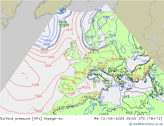 pression de l'air Arpege-eu mer 12.06.2024 06 UTC