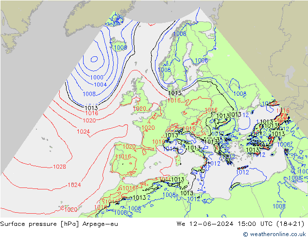 Atmosférický tlak Arpege-eu St 12.06.2024 15 UTC
