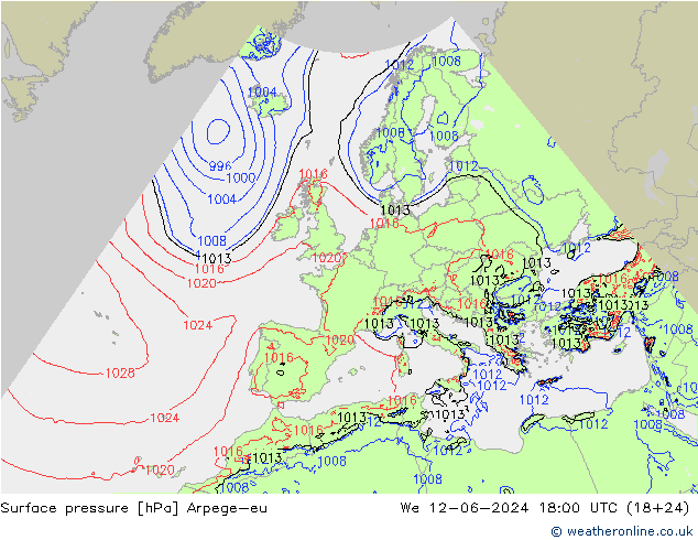 Surface pressure Arpege-eu We 12.06.2024 18 UTC