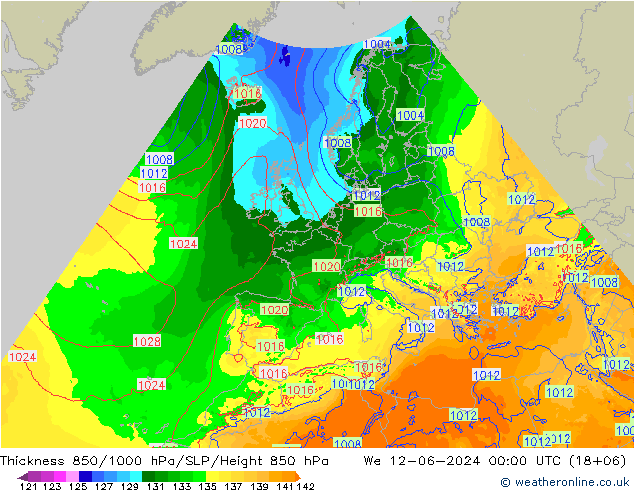 Thck 850-1000 hPa Arpege-eu Qua 12.06.2024 00 UTC