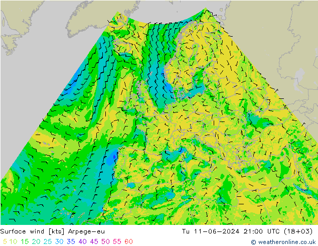 Wind 10 m Arpege-eu di 11.06.2024 21 UTC