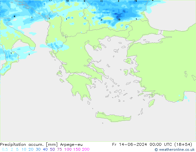 Precipitation accum. Arpege-eu Fr 14.06.2024 00 UTC