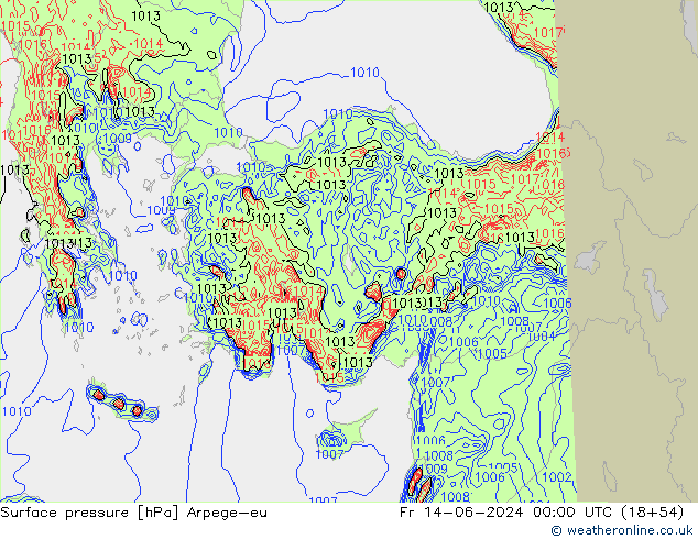 Surface pressure Arpege-eu Fr 14.06.2024 00 UTC