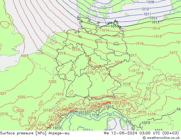 Luchtdruk (Grond) Arpege-eu wo 12.06.2024 03 UTC