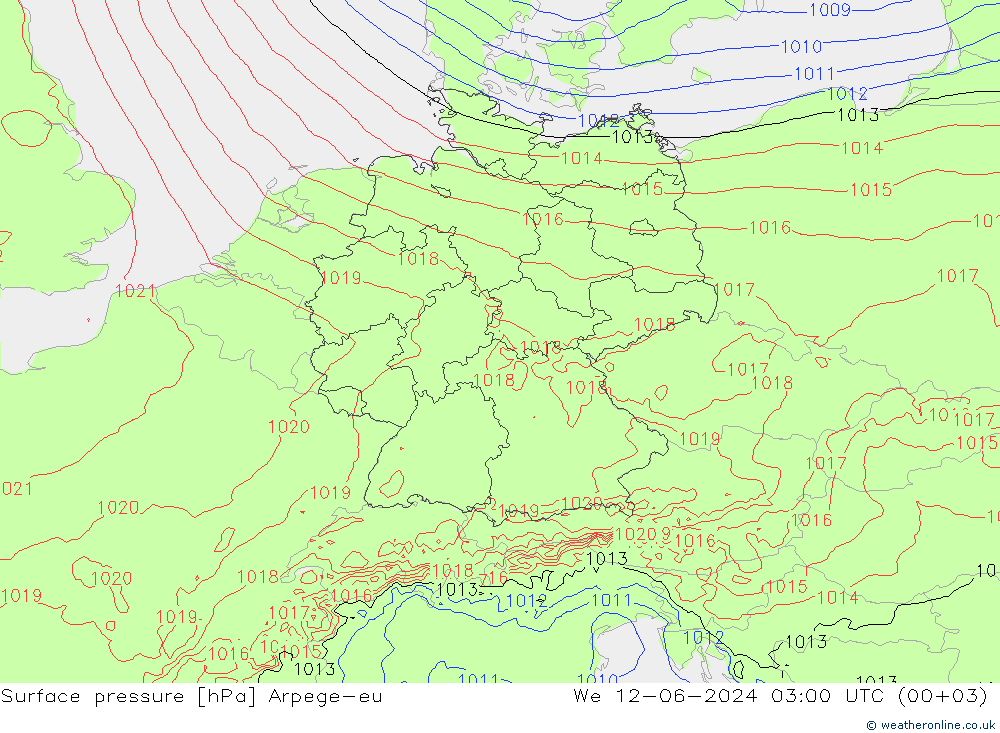 pressão do solo Arpege-eu Qua 12.06.2024 03 UTC