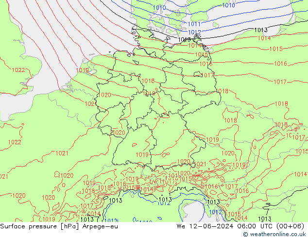 Atmosférický tlak Arpege-eu St 12.06.2024 06 UTC