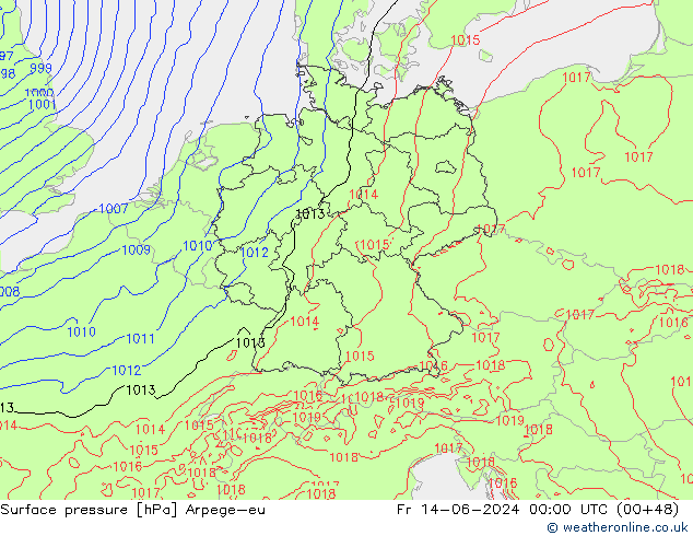 Surface pressure Arpege-eu Fr 14.06.2024 00 UTC