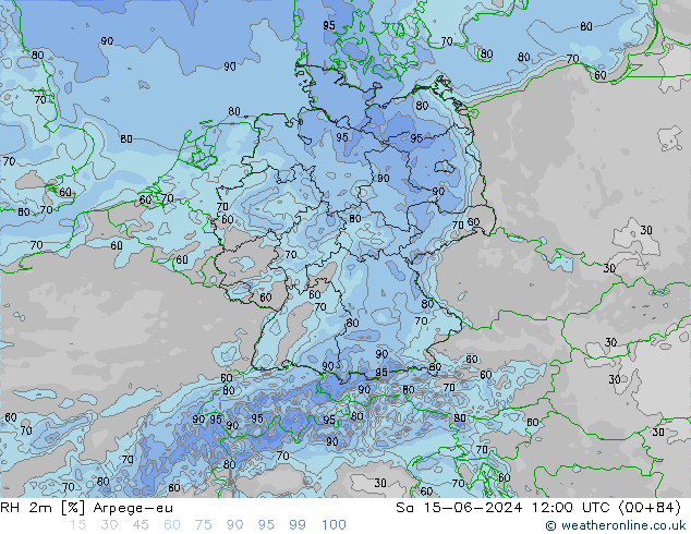 RH 2m Arpege-eu  15.06.2024 12 UTC