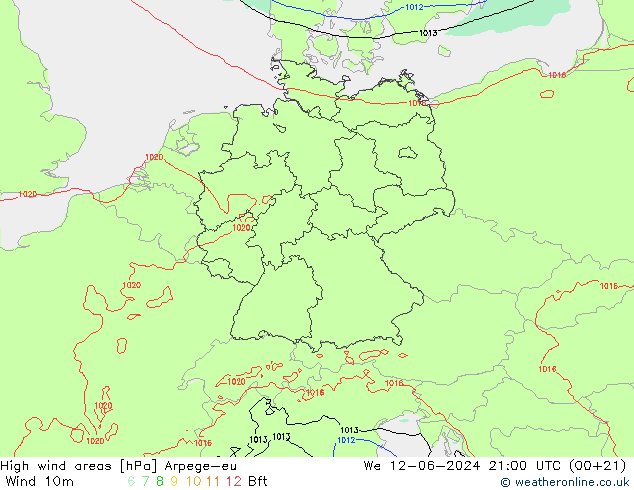 High wind areas Arpege-eu  12.06.2024 21 UTC