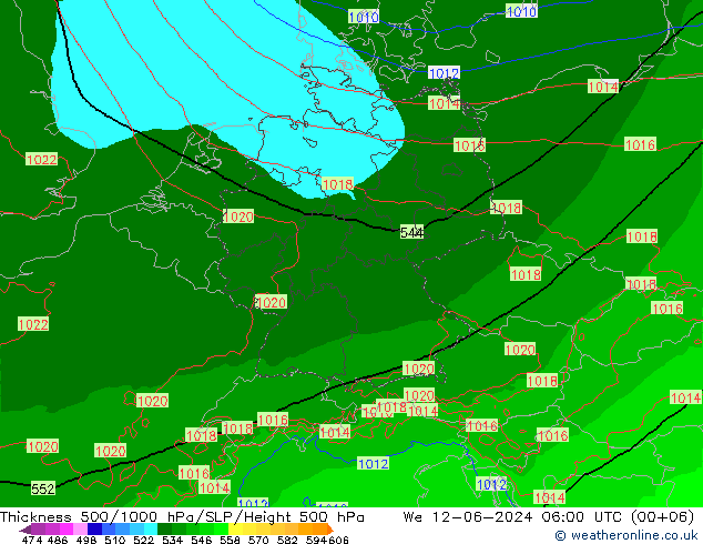 Thck 500-1000hPa Arpege-eu Qua 12.06.2024 06 UTC