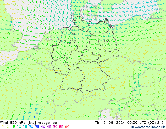  850 hPa Arpege-eu  13.06.2024 00 UTC