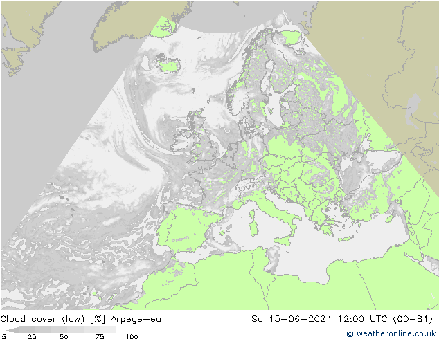 nízká oblaka Arpege-eu So 15.06.2024 12 UTC