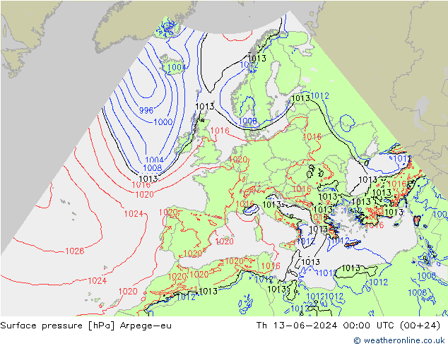 pressão do solo Arpege-eu Qui 13.06.2024 00 UTC