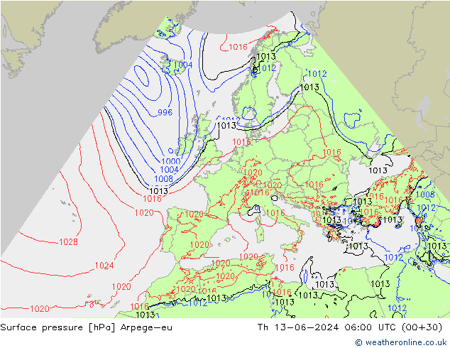 Yer basıncı Arpege-eu Per 13.06.2024 06 UTC