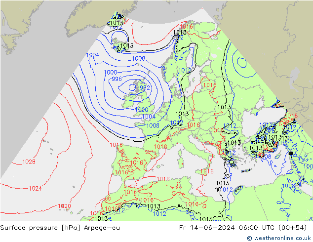 Yer basıncı Arpege-eu Cu 14.06.2024 06 UTC