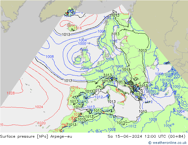 Luchtdruk (Grond) Arpege-eu za 15.06.2024 12 UTC